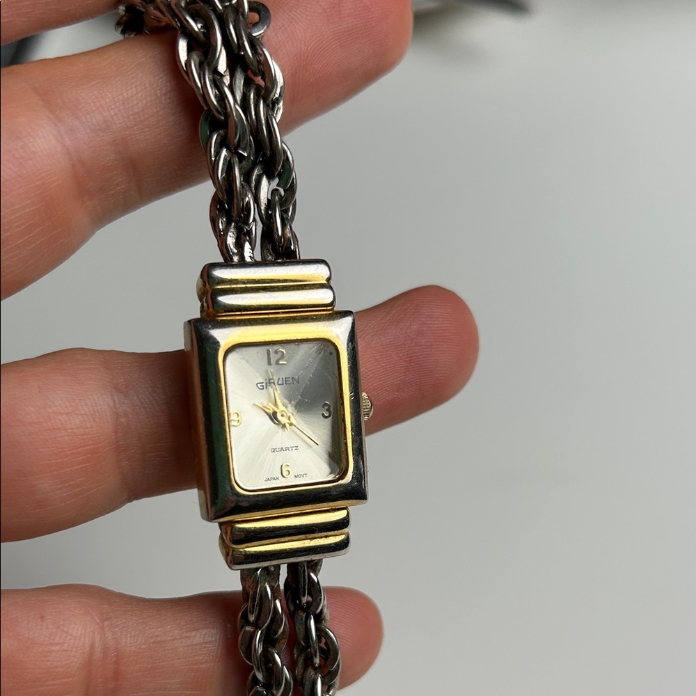 Vintage Gruen silver gold color Japan movement watch